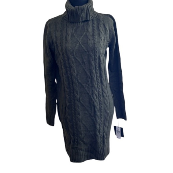 🆕 Iz Byer Cowl Neck Sweater Dress Olive Green Size M - Picture 1 of 6